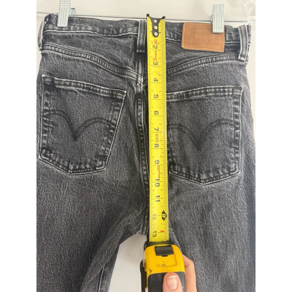 Levi’s Washed Black Ribcage Ankle Straight Leg Cropped Denim Jeans Women’s 26 - Picture 7 of 10